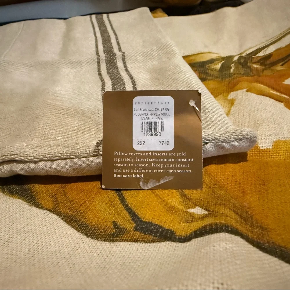 New Pottery Barn Linen Pieced Grainsack Stripe Pillow Cover, 18” - Picture 8 of 14